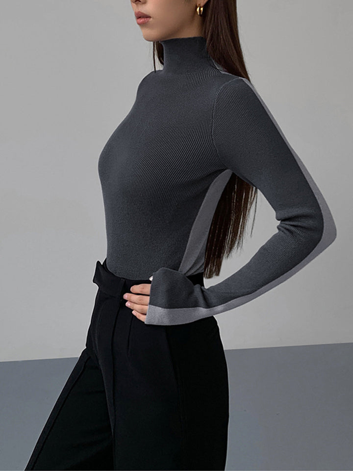 Sophia™ - REVERSIBLE LONG SLEEVE KNIT TOP WITH TWO-TONE DESIGN