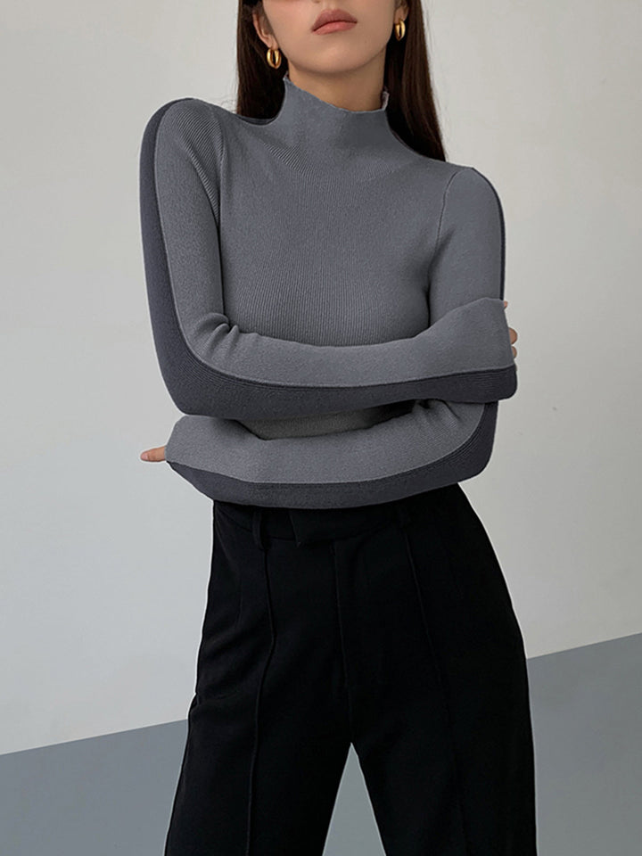 Sophia™ - REVERSIBLE LONG SLEEVE KNIT TOP WITH TWO-TONE DESIGN