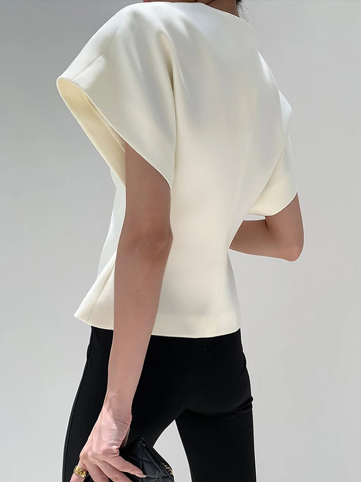 Sorenna™ - ELEGANT V-NECK BLOUSE WITH BUTTON DETAIL