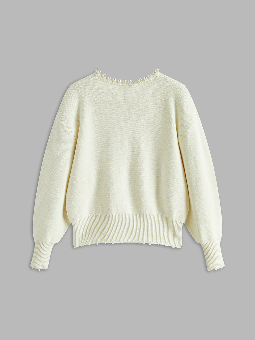 Charlotte™ - ELEGANT CARDIGAN WITH PEARL TRIM AND RIPPED HEM
