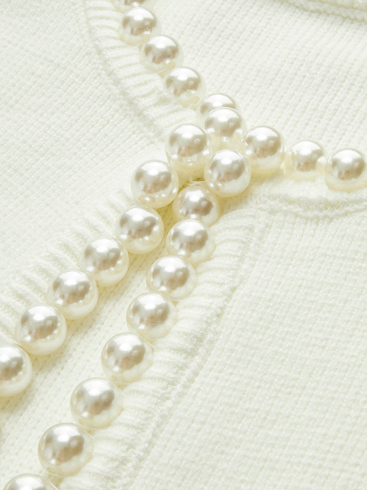 Charlotte™ - ELEGANT CARDIGAN WITH PEARL TRIM AND RIPPED HEM