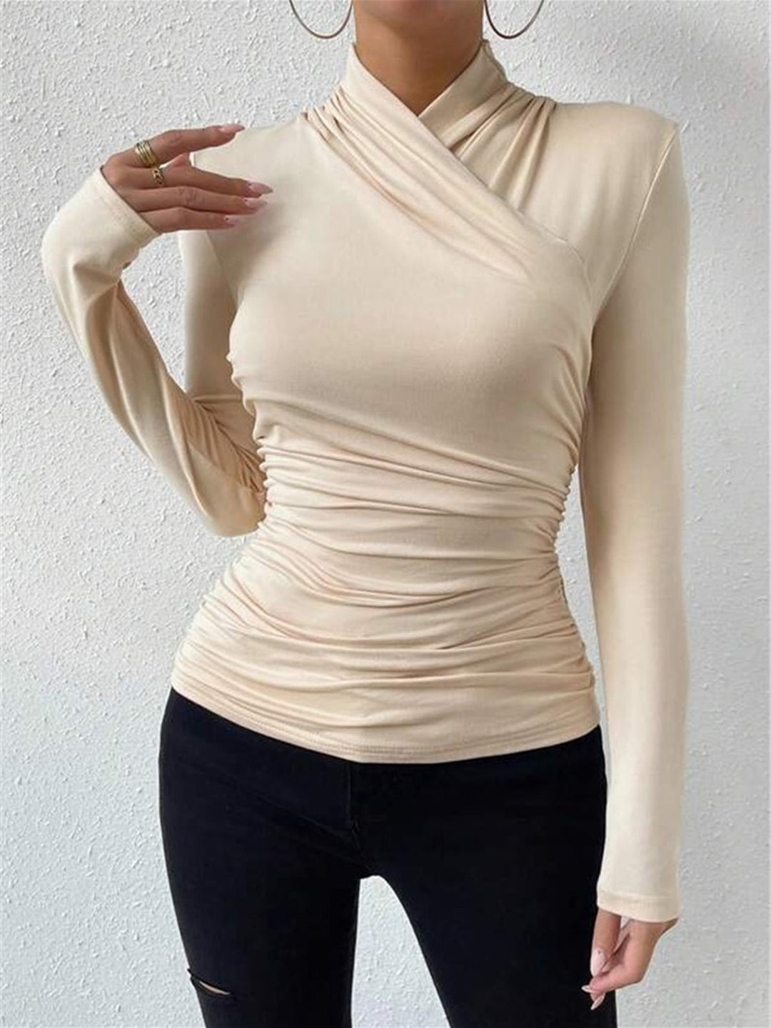 Kennedy™ - ELEGANT DRAPED LONG SLEEVE TOP WITH CROSSOVER DESIGN