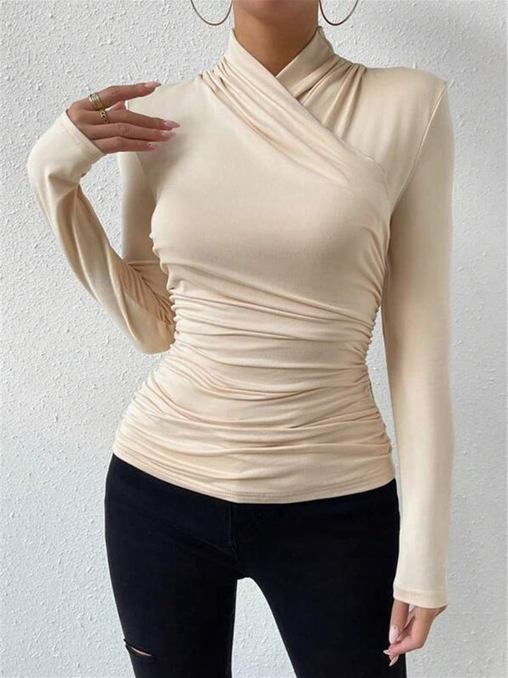 Kennedy™ - ELEGANT DRAPED LONG SLEEVE TOP WITH CROSSOVER DESIGN