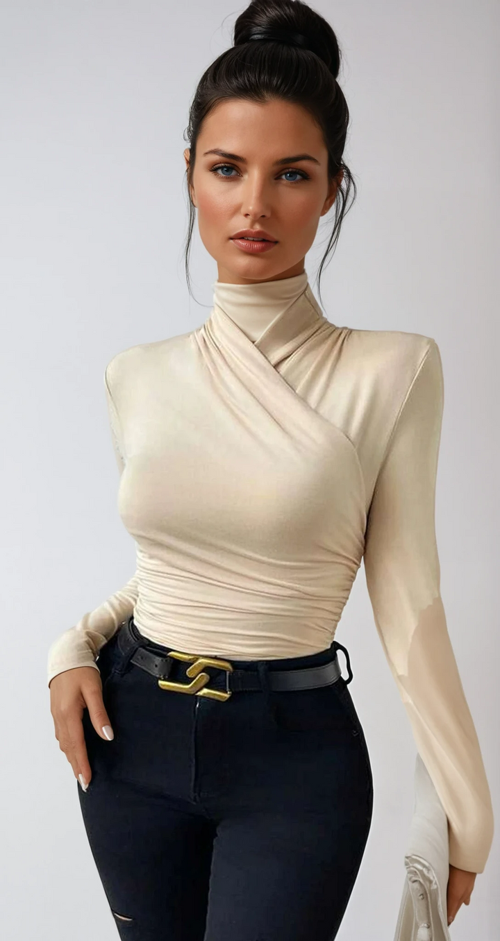 Kennedy™ - ELEGANT DRAPED LONG SLEEVE TOP WITH CROSSOVER DESIGN