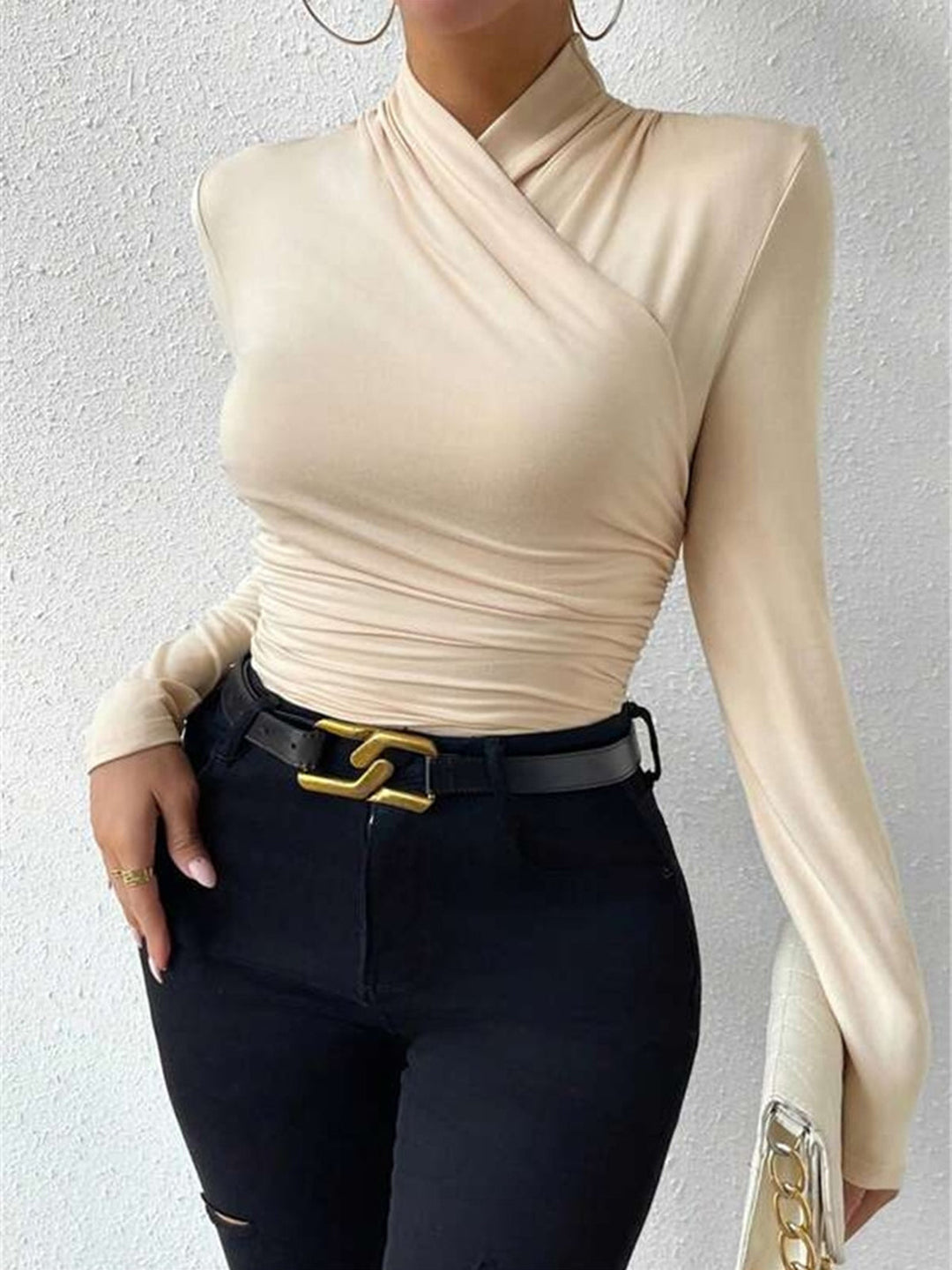 Kennedy™ - ELEGANT DRAPED LONG SLEEVE TOP WITH CROSSOVER DESIGN