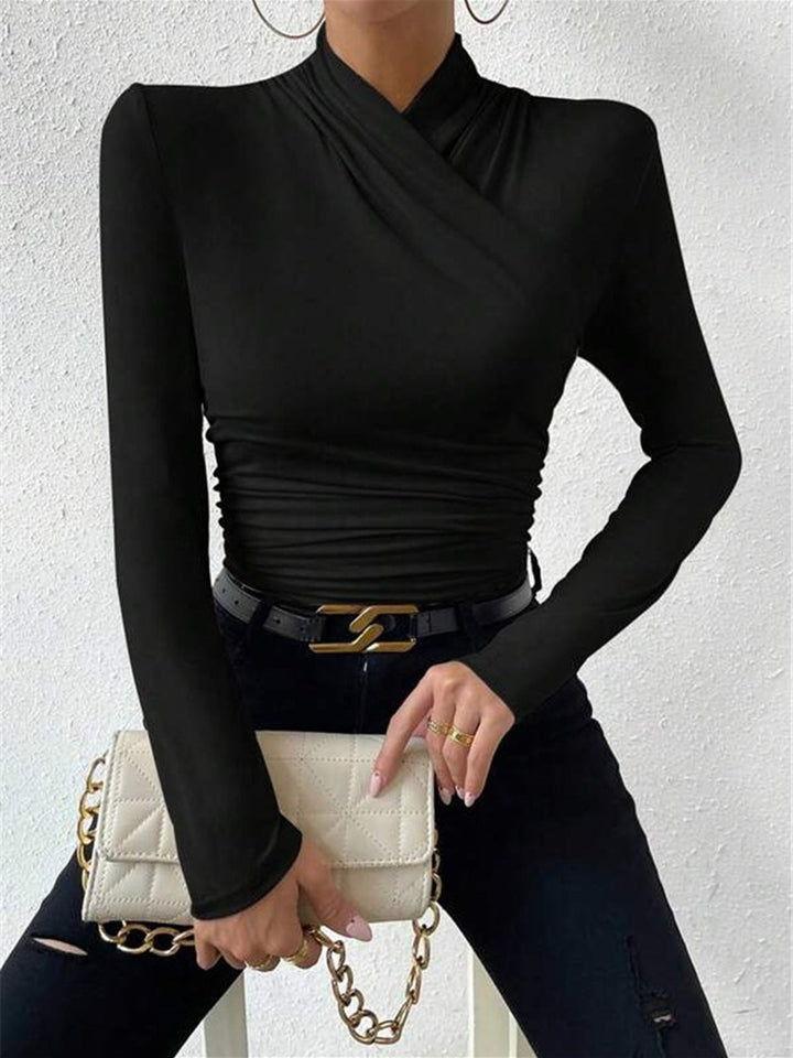 Kennedy™ - ELEGANT DRAPED LONG SLEEVE TOP WITH CROSSOVER DESIGN