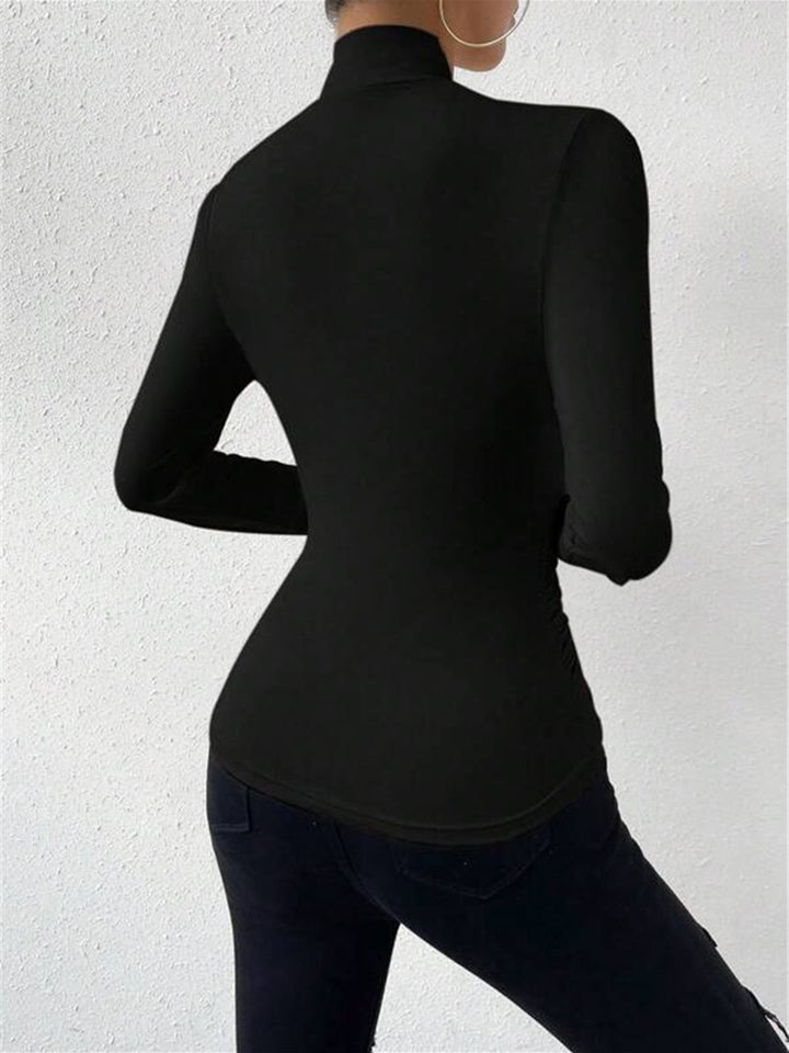 Kennedy™ - ELEGANT DRAPED LONG SLEEVE TOP WITH CROSSOVER DESIGN