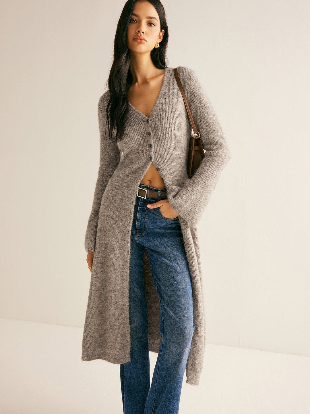 Ellie™ - ELEGANT V-NECK SWEATER DRESS WITH SPLIT DETAIL