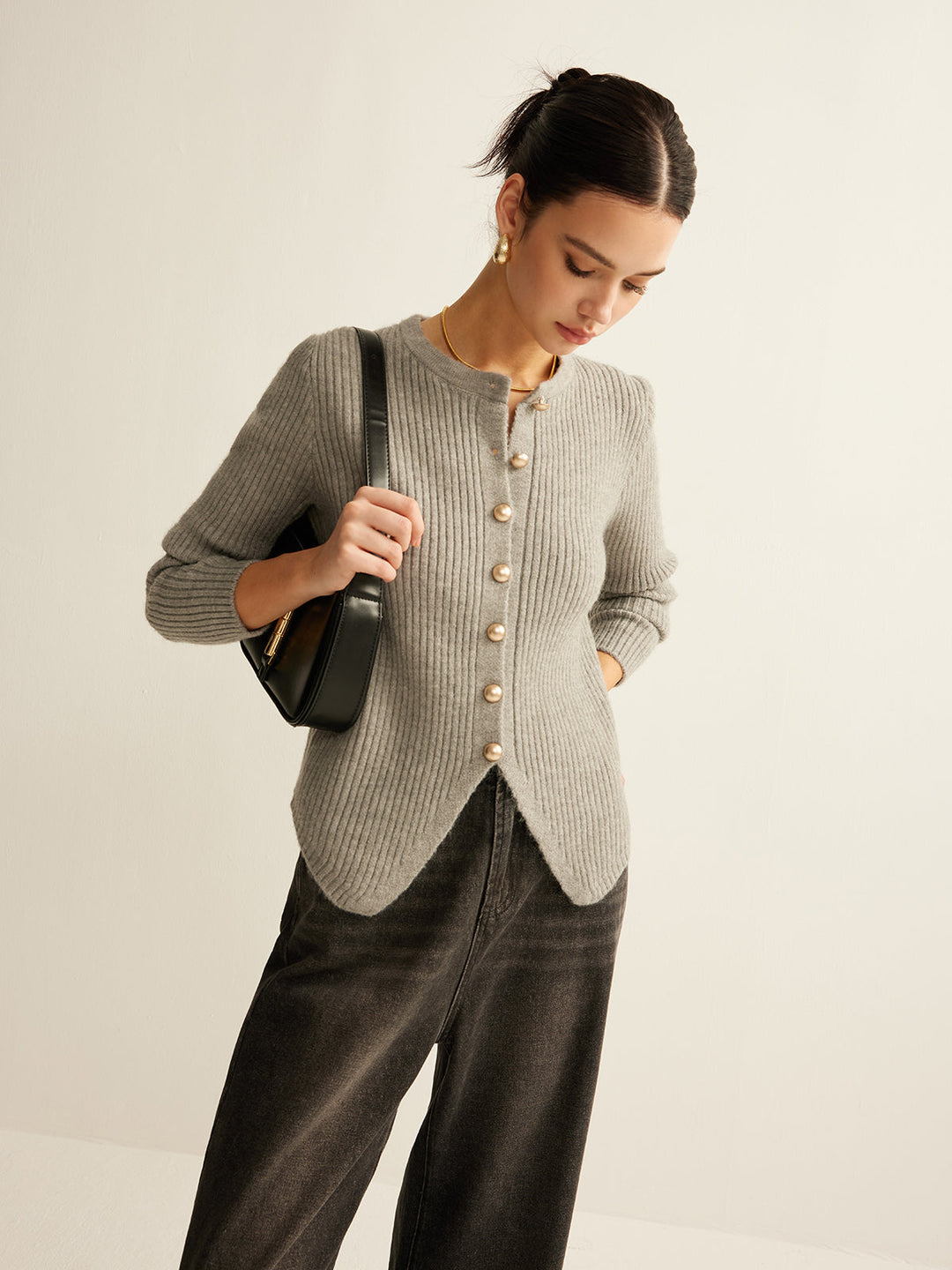Anna™ - BUTTON DOWN SPLIT CARDIGAN WITH ELEGANT DESIGN