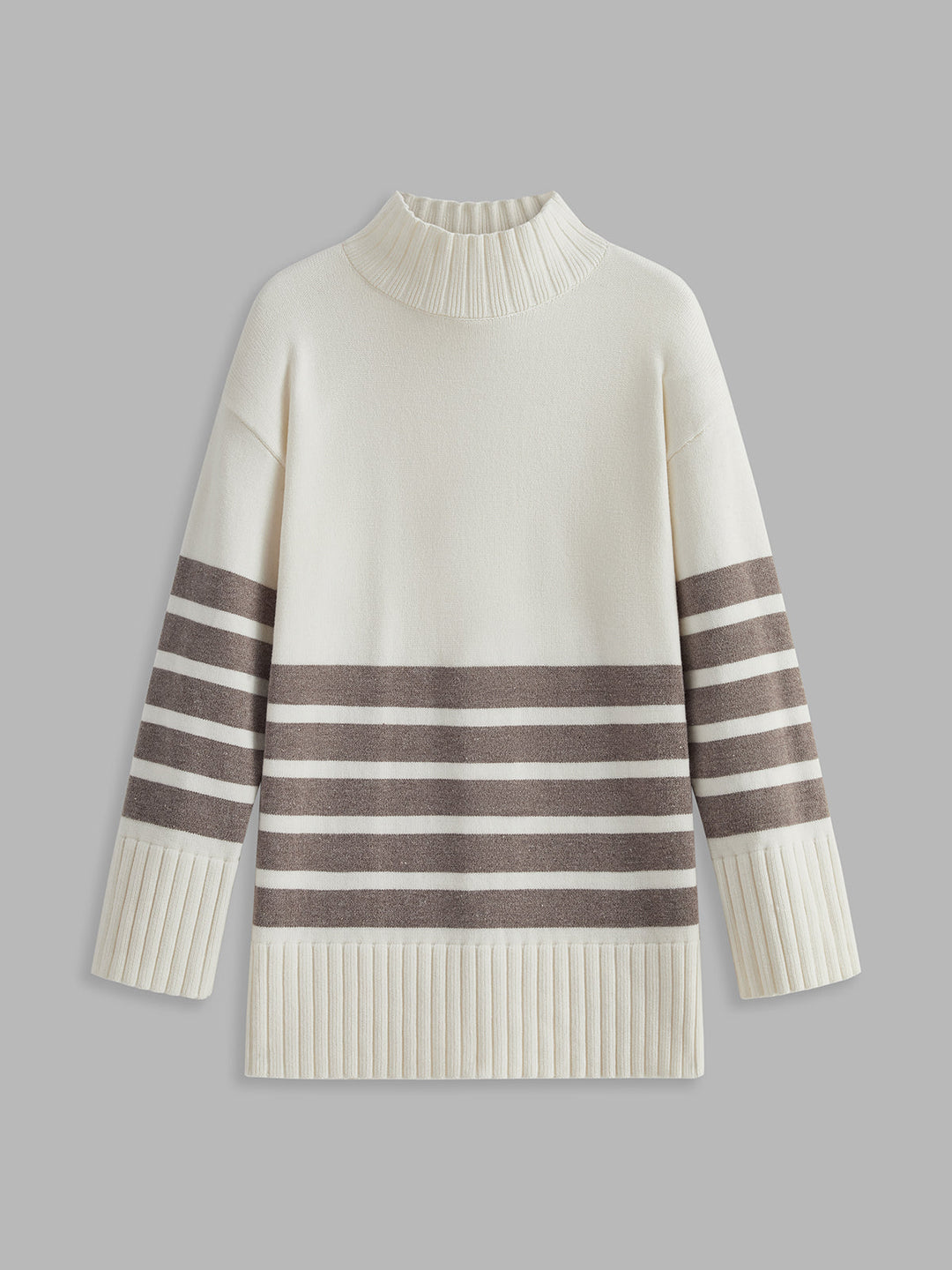 Zoey™ - STRIPE MOCK NECK SWEATER WITH ELEGANT DESIGN