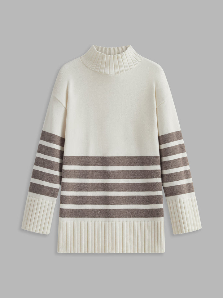 Zoey™ - STRIPE MOCK NECK SWEATER WITH ELEGANT DESIGN