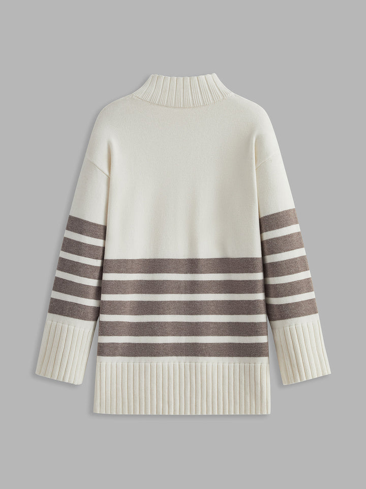 Zoey™ - STRIPE MOCK NECK SWEATER WITH ELEGANT DESIGN