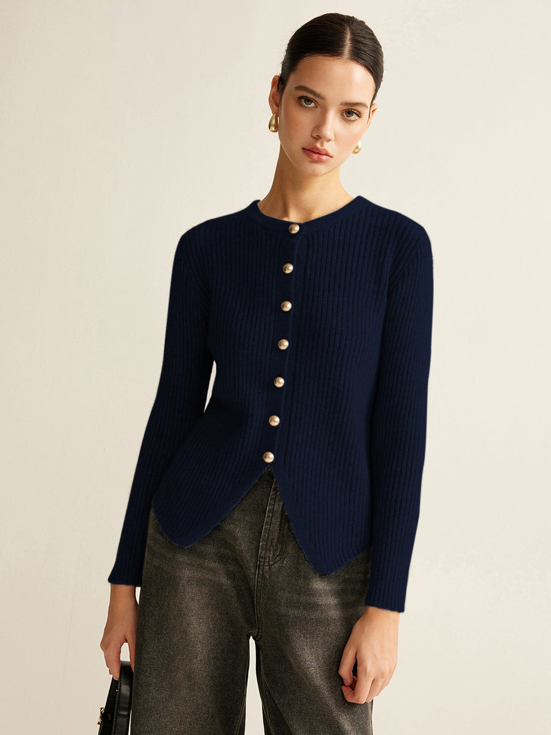Anna™ - BUTTON DOWN SPLIT CARDIGAN WITH ELEGANT DESIGN