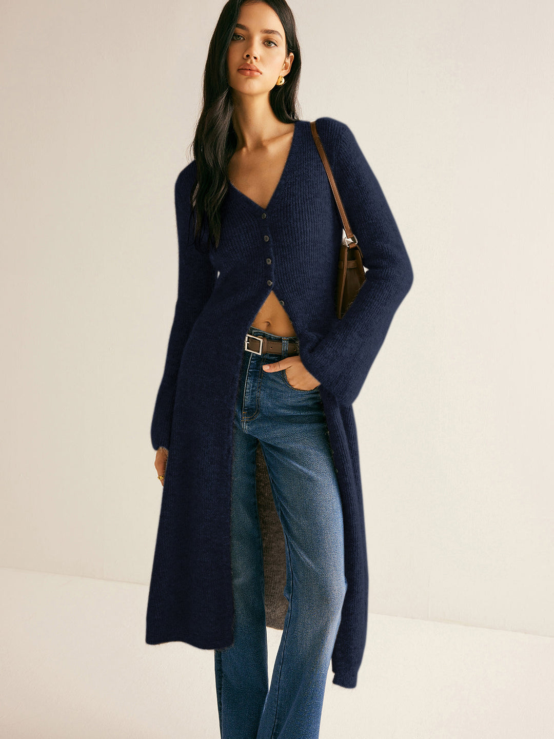 Ellie™ - ELEGANT V-NECK SWEATER DRESS WITH SPLIT DETAIL
