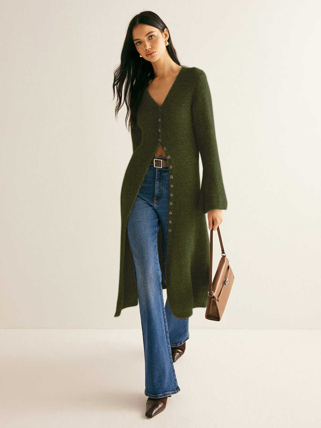 Ellie™ - ELEGANT V-NECK SWEATER DRESS WITH SPLIT DETAIL