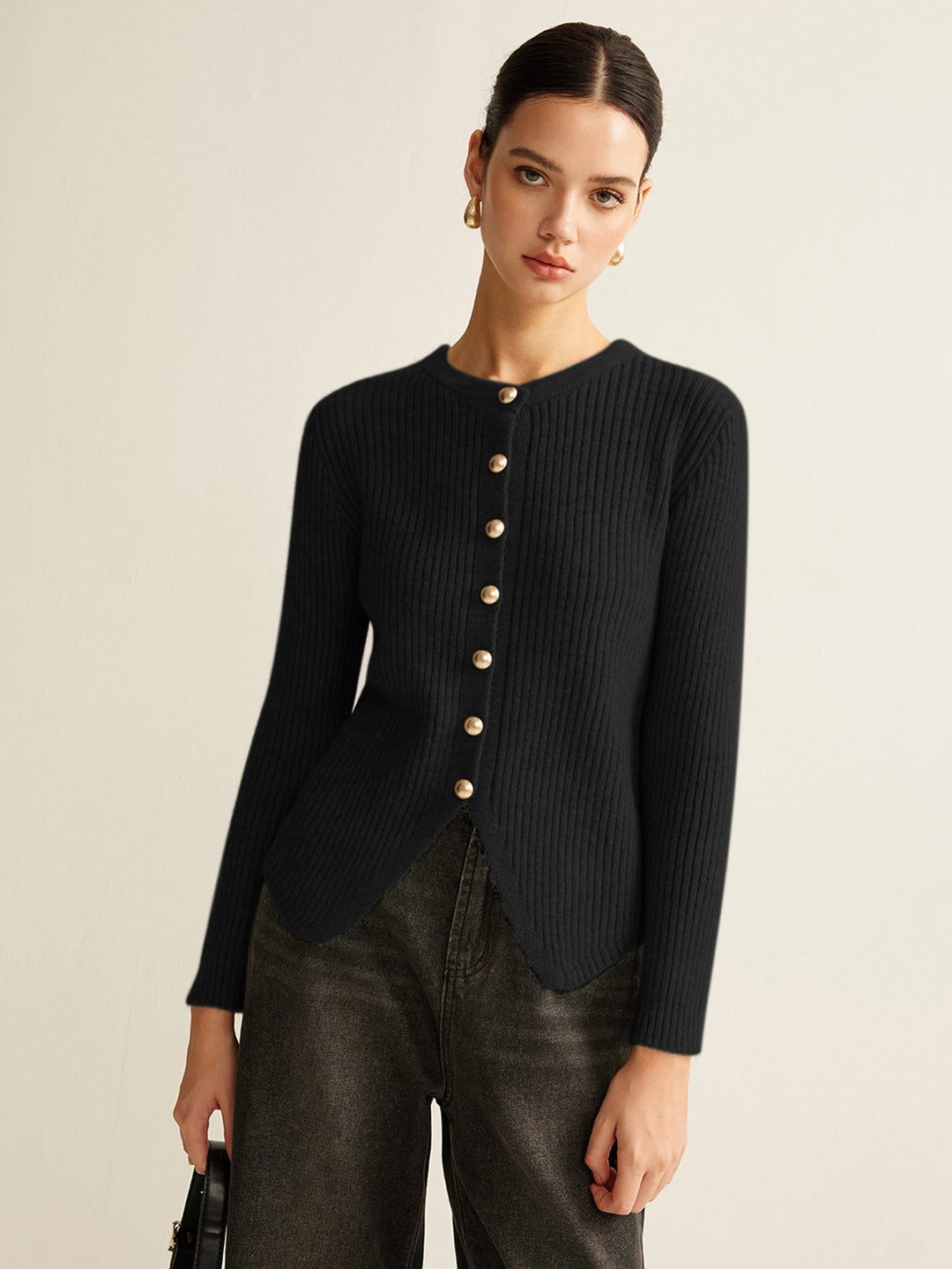 Anna™ - BUTTON DOWN SPLIT CARDIGAN WITH ELEGANT DESIGN