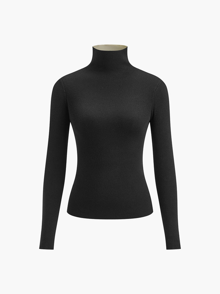 Sophia™ - REVERSIBLE LONG SLEEVE KNIT TOP WITH TWO-TONE DESIGN