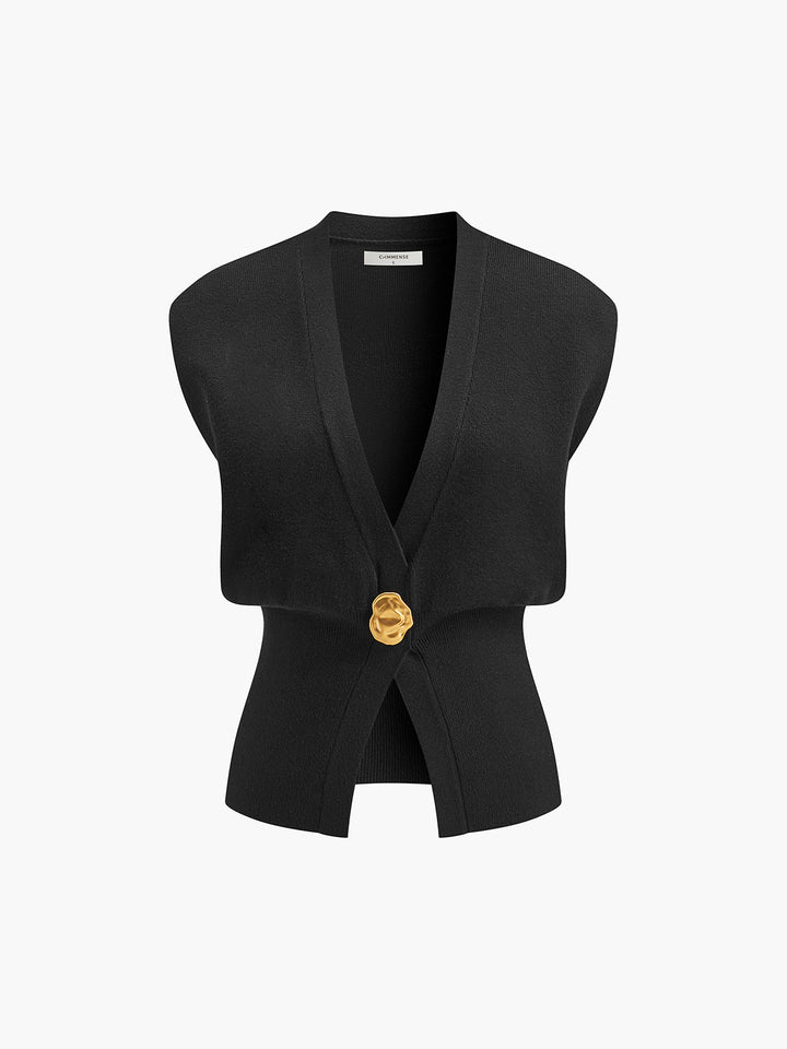Leah™ - V-NECK BUTTONED SWEATER VEST WITH ELEGANT DETAIL