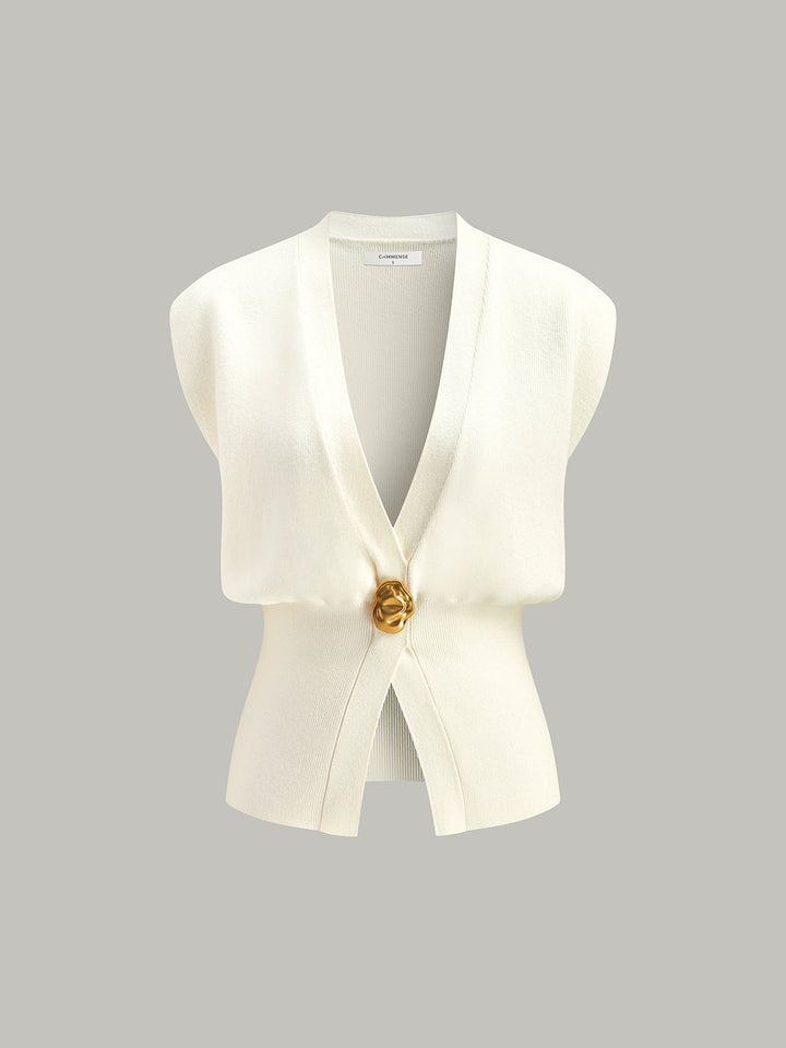 Leah™ - V-NECK BUTTONED SWEATER VEST WITH ELEGANT DETAIL