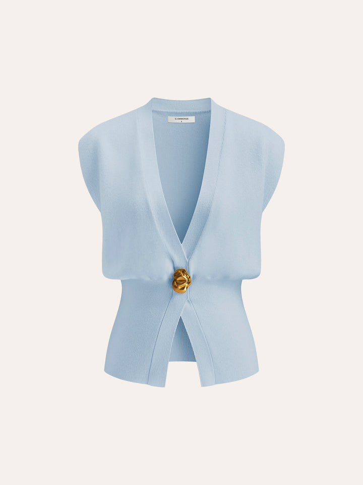 Leah™ - V-NECK BUTTONED SWEATER VEST WITH ELEGANT DETAIL