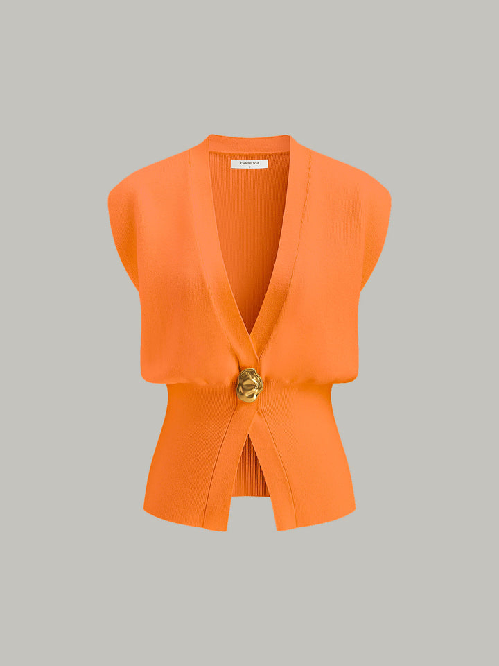 Leah™ - V-NECK BUTTONED SWEATER VEST WITH ELEGANT DETAIL