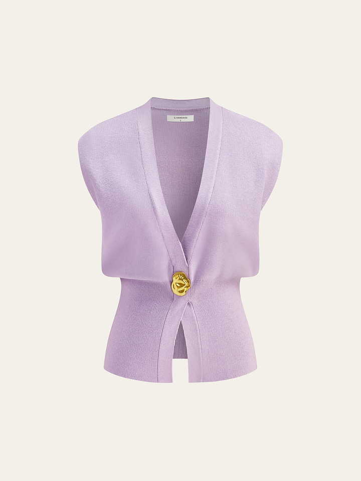 Leah™ - V-NECK BUTTONED SWEATER VEST WITH ELEGANT DETAIL