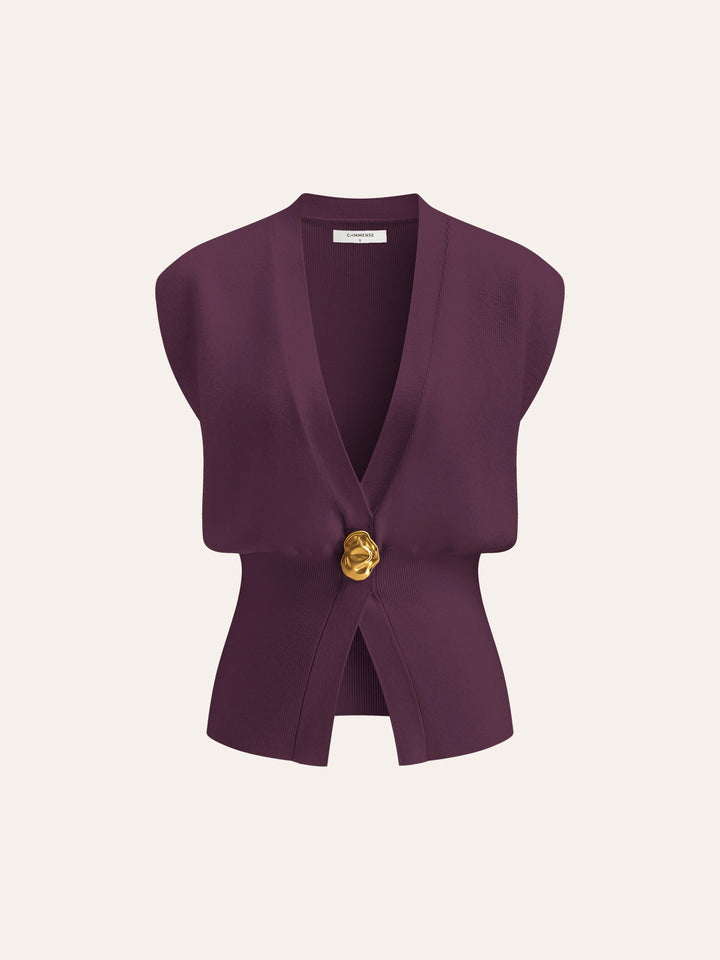 Leah™ - V-NECK BUTTONED SWEATER VEST WITH ELEGANT DETAIL