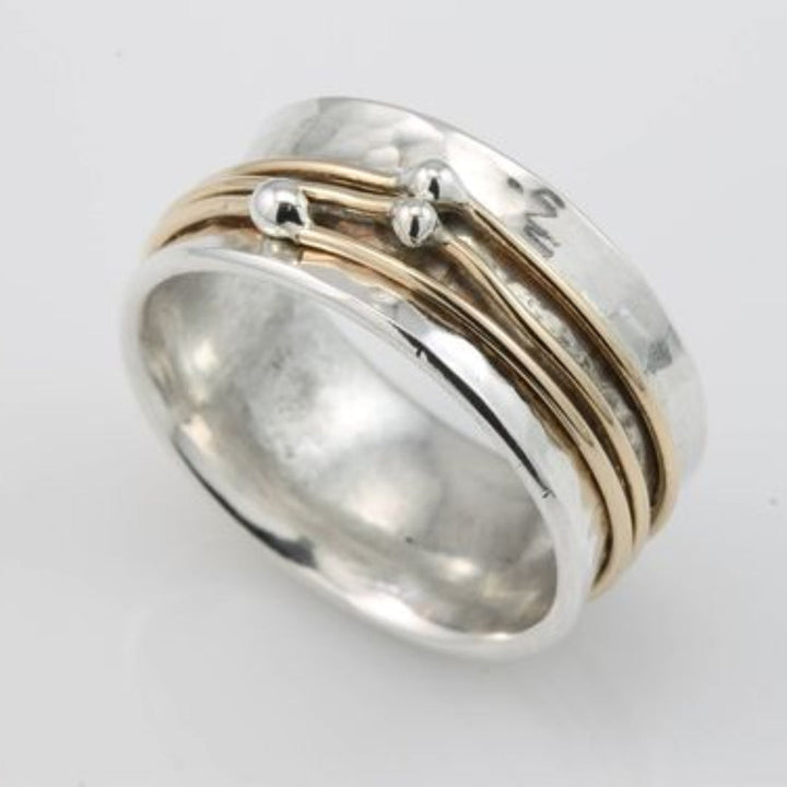 Isolde™ - VINTAGE SILVER RING WITH GOLD ACCENTS