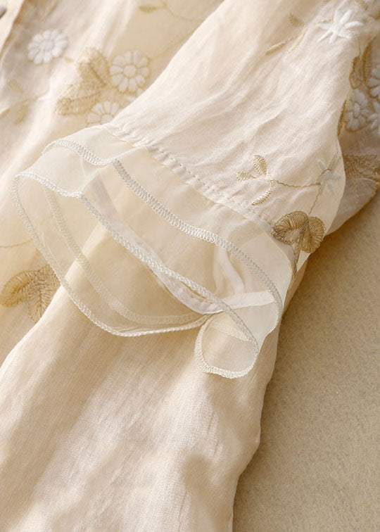 ELOISE™ - EMBROIDERED COTTON-LINEN BLOUSE