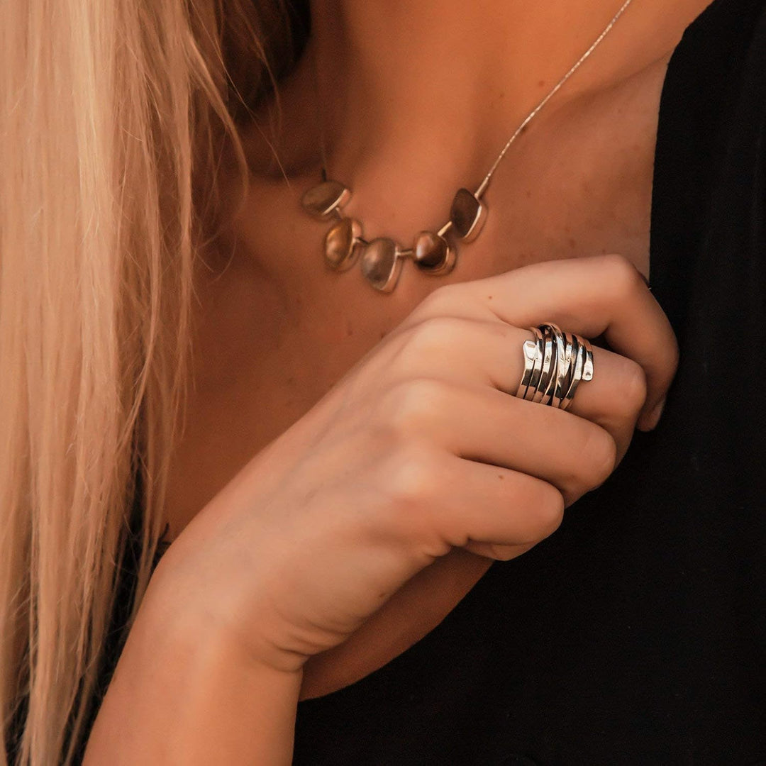 Clarisse™ - VINTAGE SILVER RING WITH THICK LAYERED DESIGN