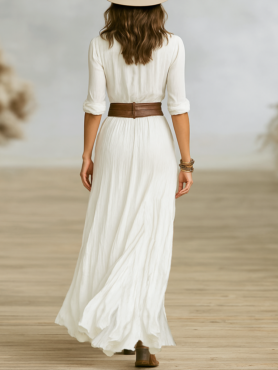 Serenya Maxi Dress™ - ELEGANT LONG SILHOUETTE WITH COLLAR DETAIL
