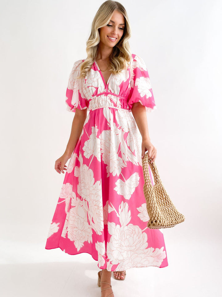 DERANA - ROBE MAXI ROUGE ROSE