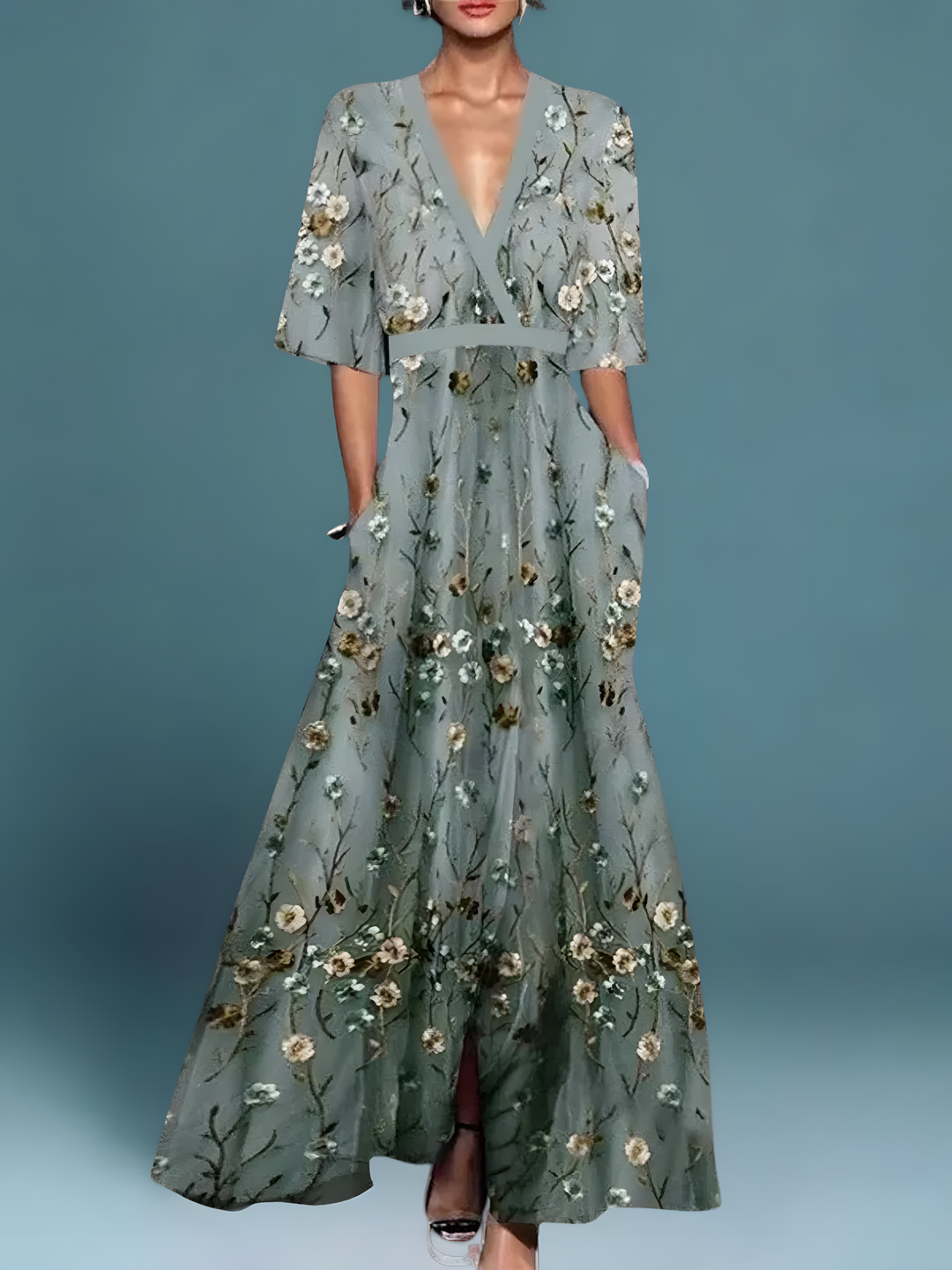 Laure™ - ELEGANT FLORAL WRAP DRESS