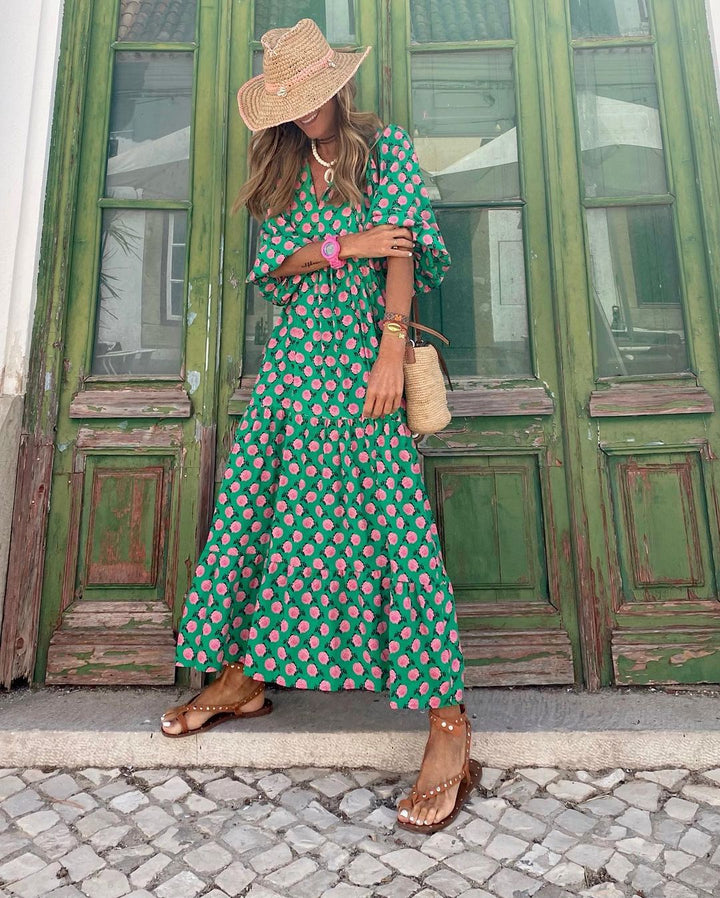 Fleur™ - BOHEMIAN MAXI DRESS WITH FLORAL PRINT