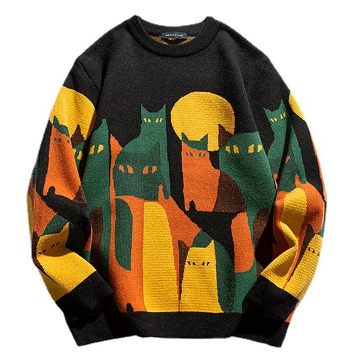 Eamon™- COZY CAT PRINT SWEATER