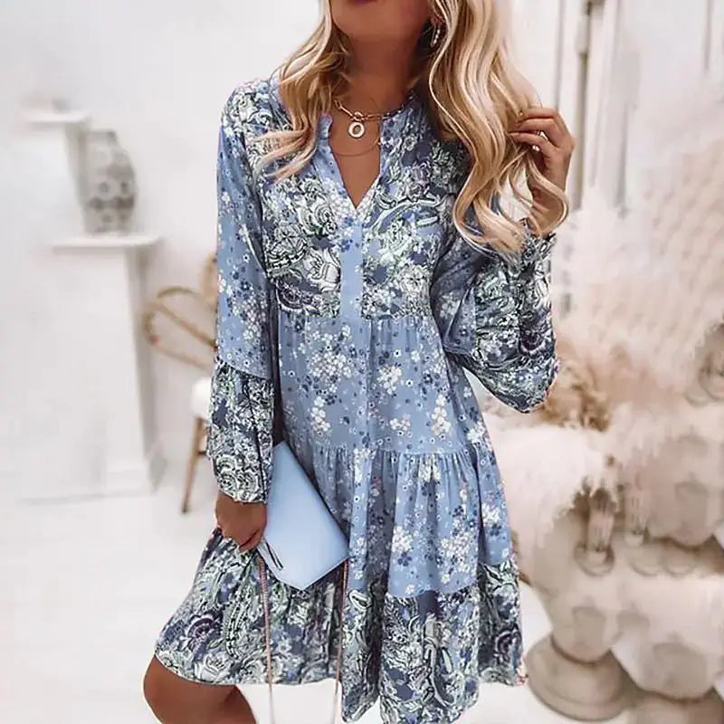 Mackenzie - Floral V-Neck A-Line Dress