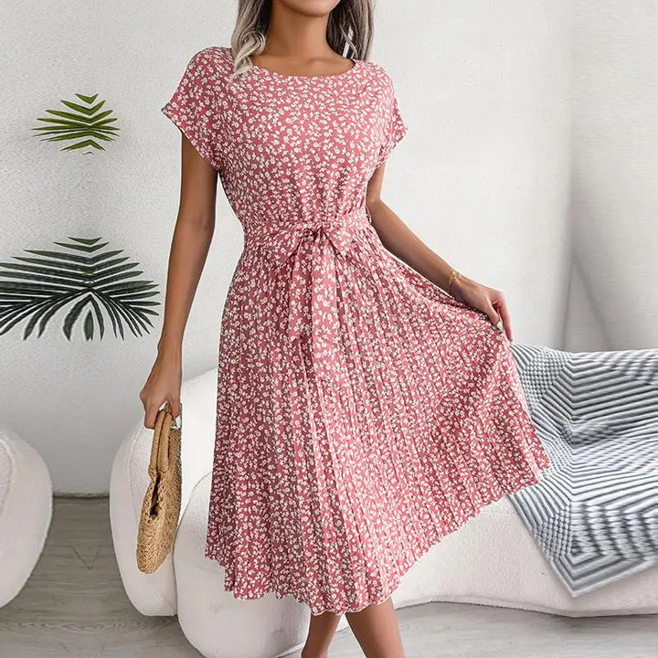 ELISE™ - CHIC FLORAL PLEATED A-LINE DRESS