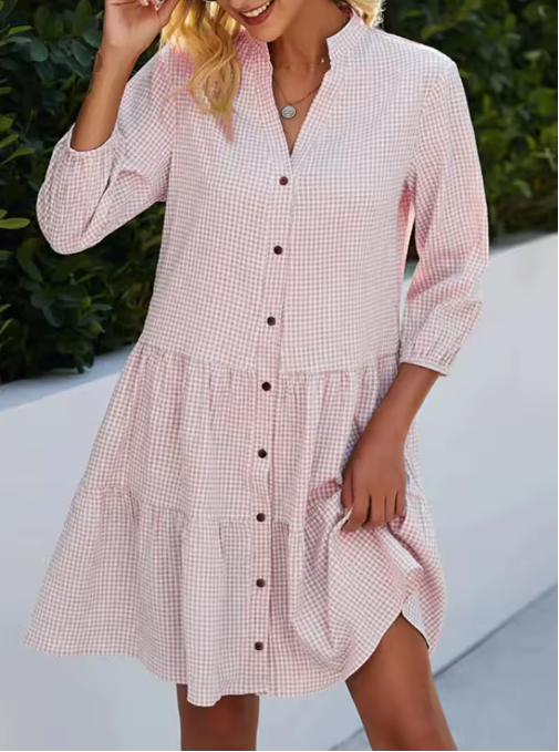 Édith™ - LIGHTWEIGHT CHECKED SUMMER DRESS WITH FLATTERING FIT