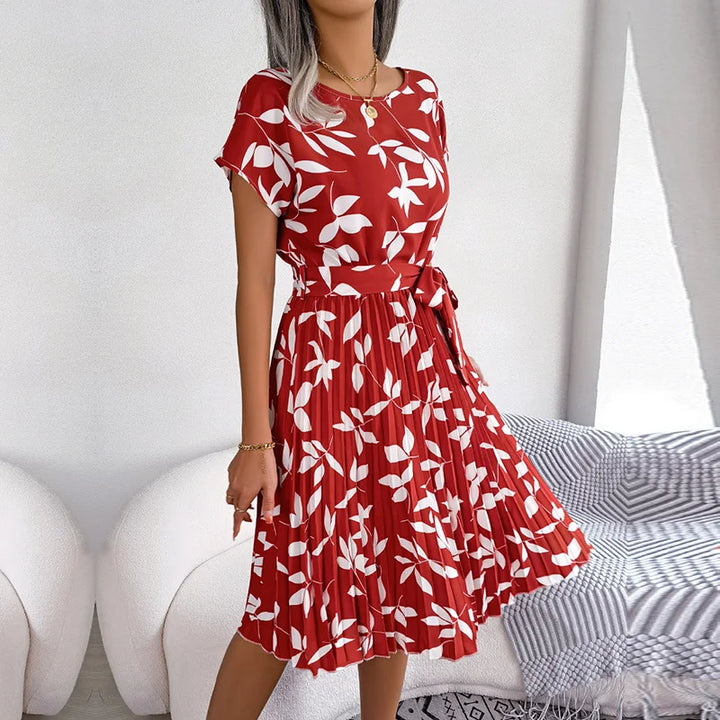 ELISE™ - CHIC FLORAL PLEATED A-LINE DRESS