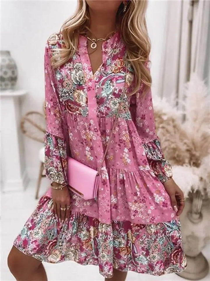 Mackenzie - Floral V-Neck A-Line Dress