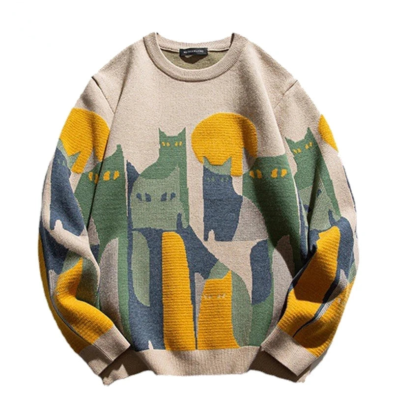 Eamon™- COZY CAT PRINT SWEATER