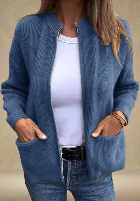 Noémie™ - ELEGANT CARDIGAN WITH ZIPPER DETAIL