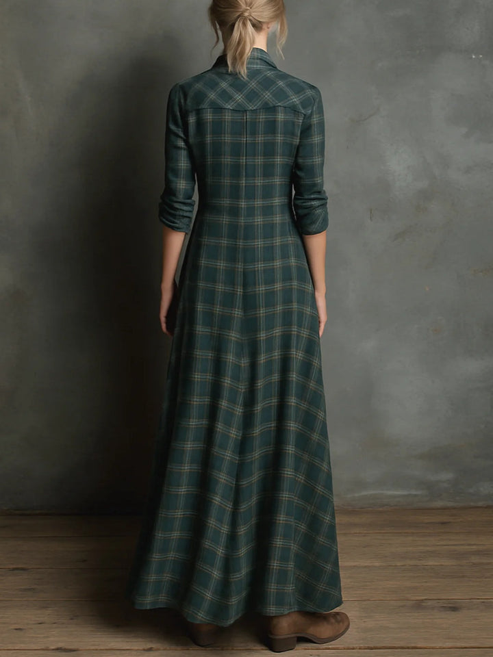 Sylviane™ – ELEGANT PLAID MAXI DRESS