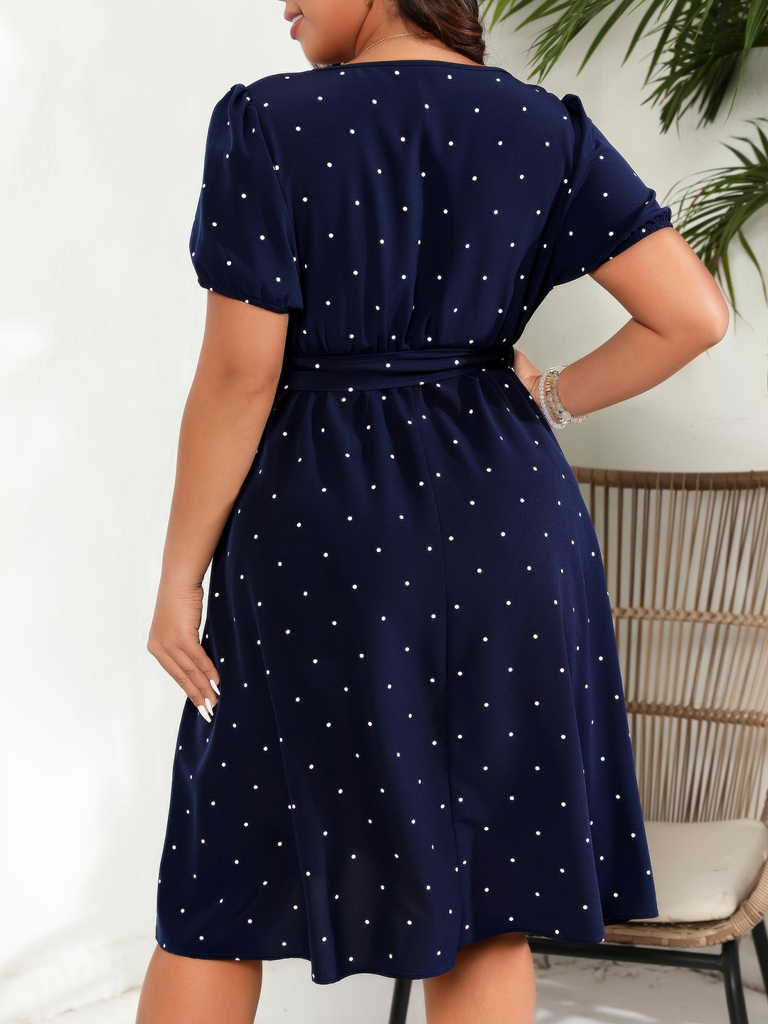 CELINA™ - POLKA DOT SQUARE NECK DRESS