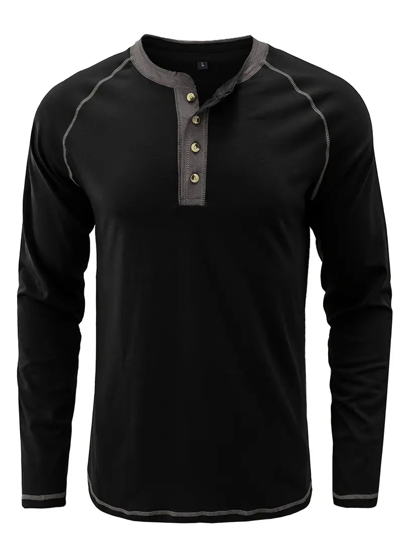 Alaric™ - LONG SLEEVE HENLEY SHIRT WITH CLASSIC FIT