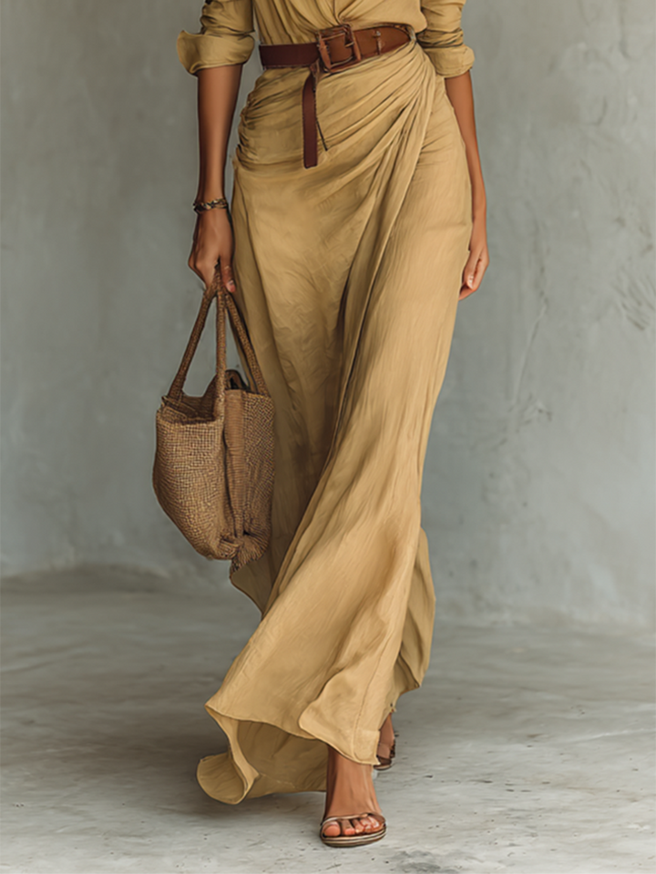 Caliane Maxi Dress™ - ELEGANT WITH BELT AND COLLAR DESIGN