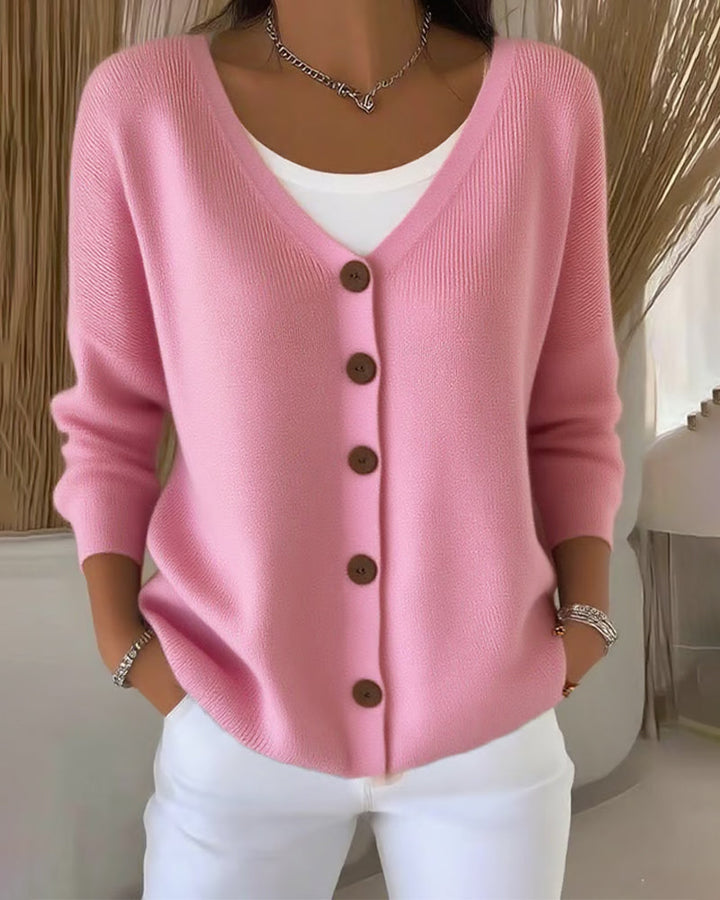 Cassie™ - BUTTONED PULLOVER WITH SOLID DESIGN