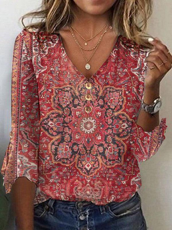 ARABELLA™ - ED PRINT V-NECK TOP