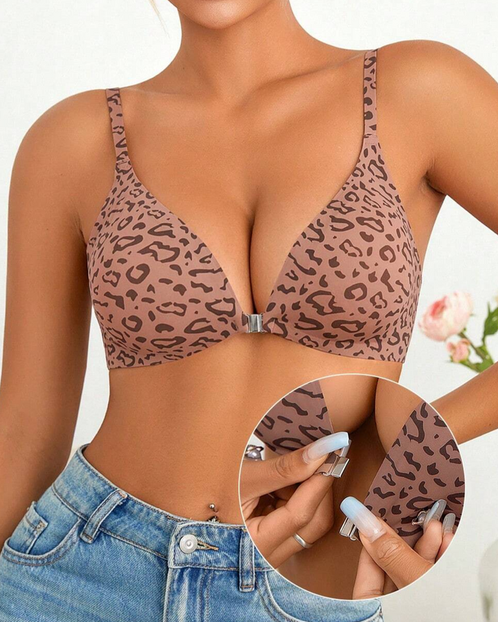VivaFit™ - BUTTON-UP WIRELESS BRA – LEOPARD