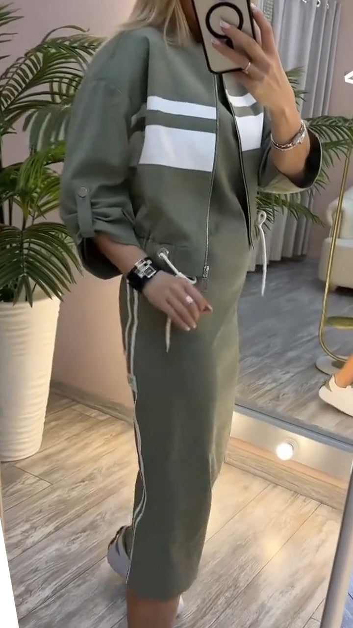 Marielle™ - CASUAL-CHIC MIDI DRESS AND ZIP-UP JACKET SET